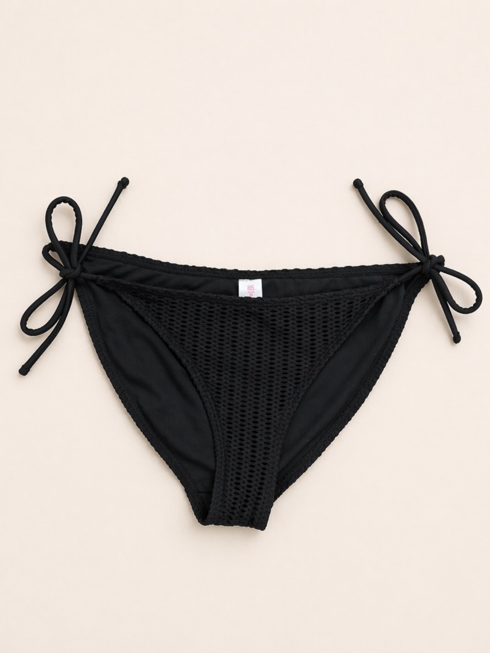 No Boundaries Black Textured Bikini Bottom Medium Side Tie Swim
